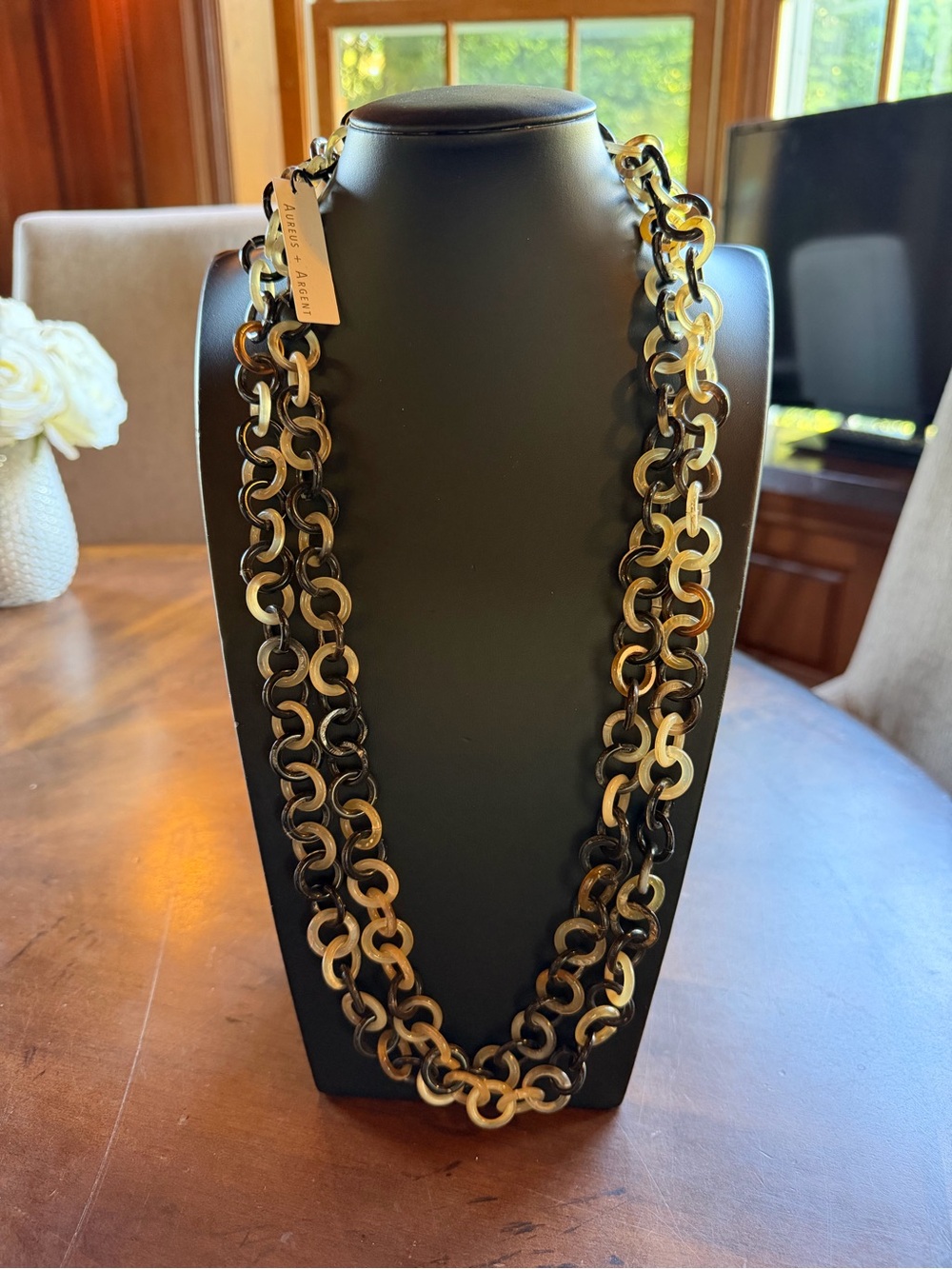 Aureus + Argent acrylic link Necklace #674 New With Tag double strand